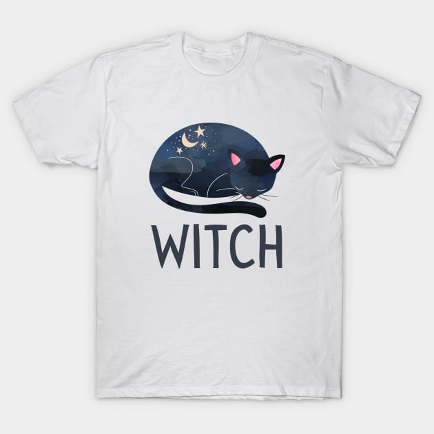 Witch Gift Cat Celestial Design Astrology Witchy T-Shirt by InnerMagic